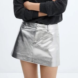 Metallic silver skirt from Mango
